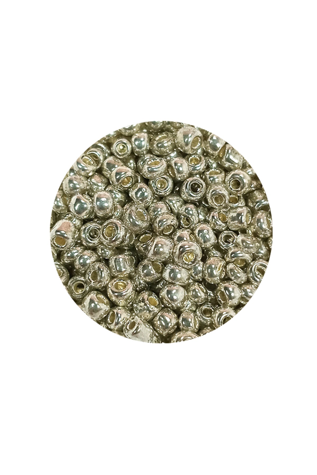 Dökme Cam Kum Boncuk (8/0) 3 mm - 60 Gram - Parlak Gümüş - BNC188