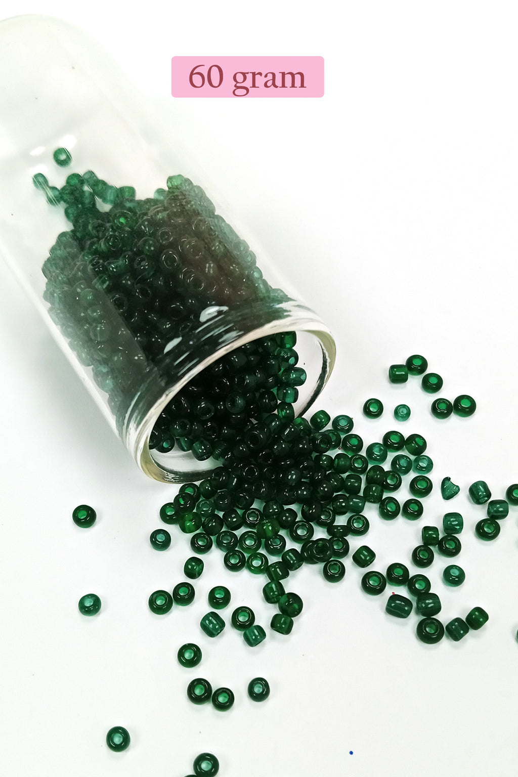 Dökme Cam Kum Boncuk (8/0) 3 mm - 60 Gram - Şeffaf Koyu Yeşil - BNC196