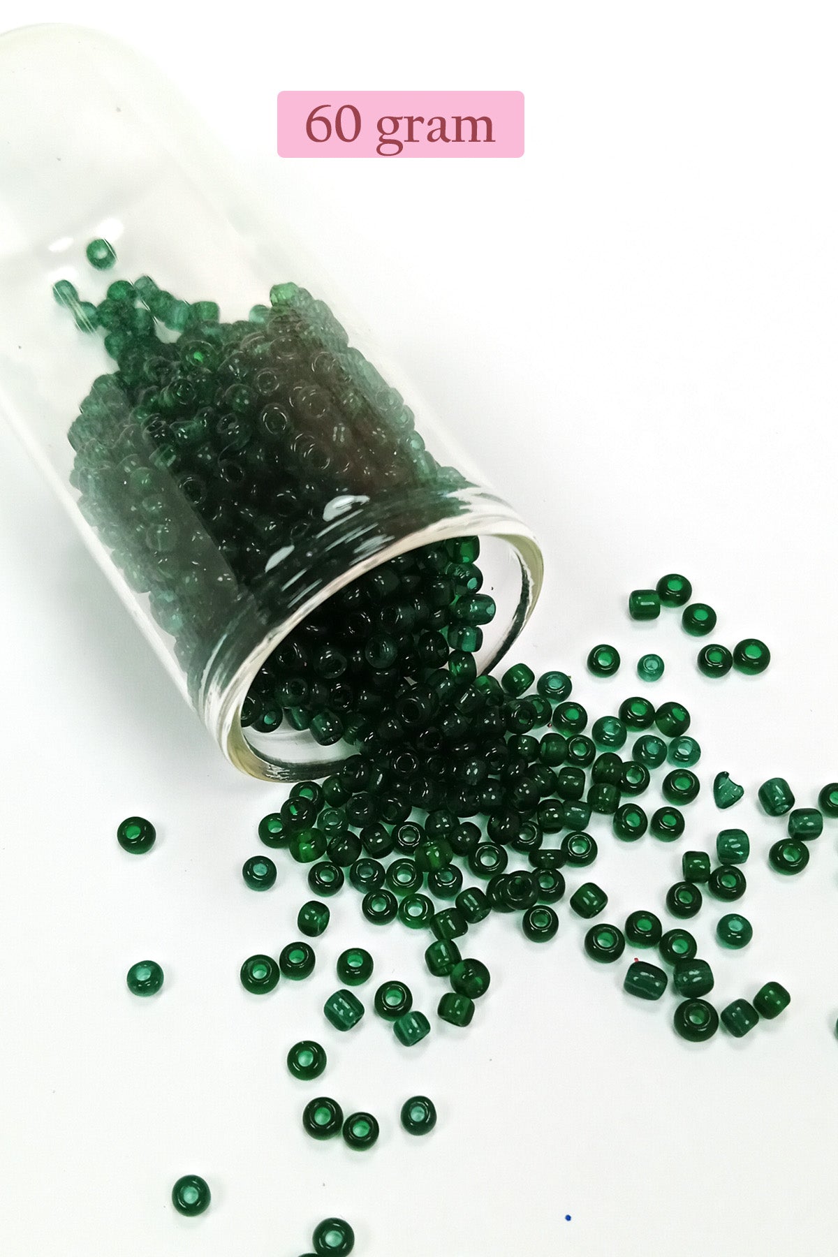 Dökme Cam Kum Boncuk (8/0) 3 mm - 60 Gram - Şeffaf Koyu Yeşil - BNC196