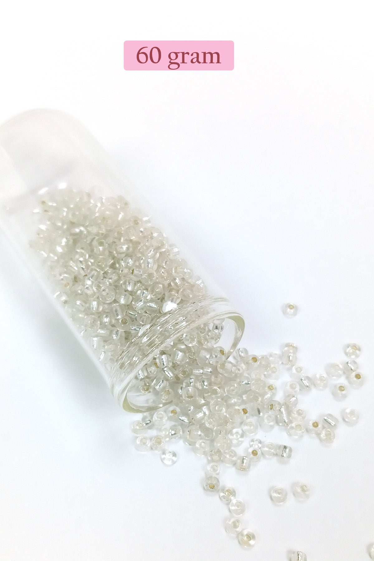 Dökme Cam Kum Boncuk (8/0) 3 mm - 60 Gram - Şeffaf Gümüş - BNC201