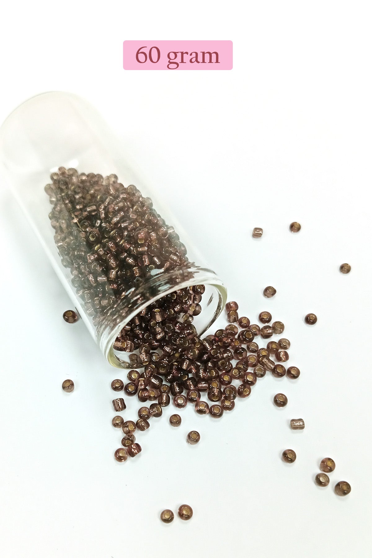 Dökme Cam Kum Boncuk (8/0) 3 mm - 60 Gram - Şefaff Alacalı Kahve - BNC213