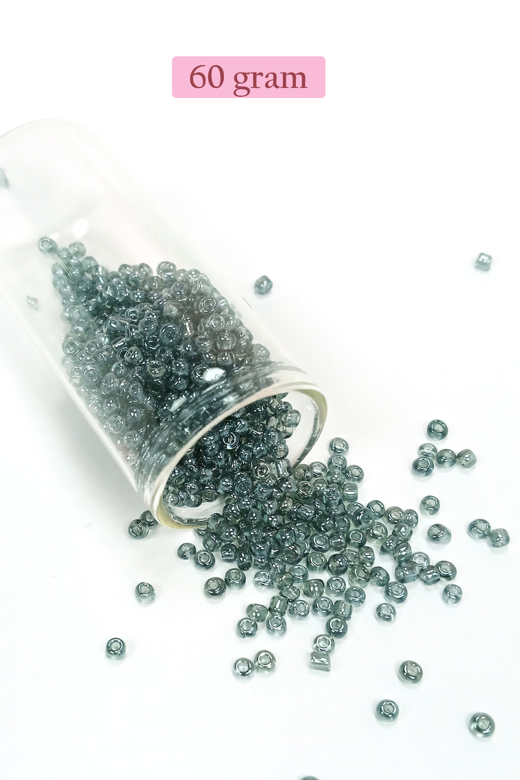 Dökme Cam Kum Boncuk (8/0) 3 mm - 60 Gram - Şeffaf Gri - BNC215