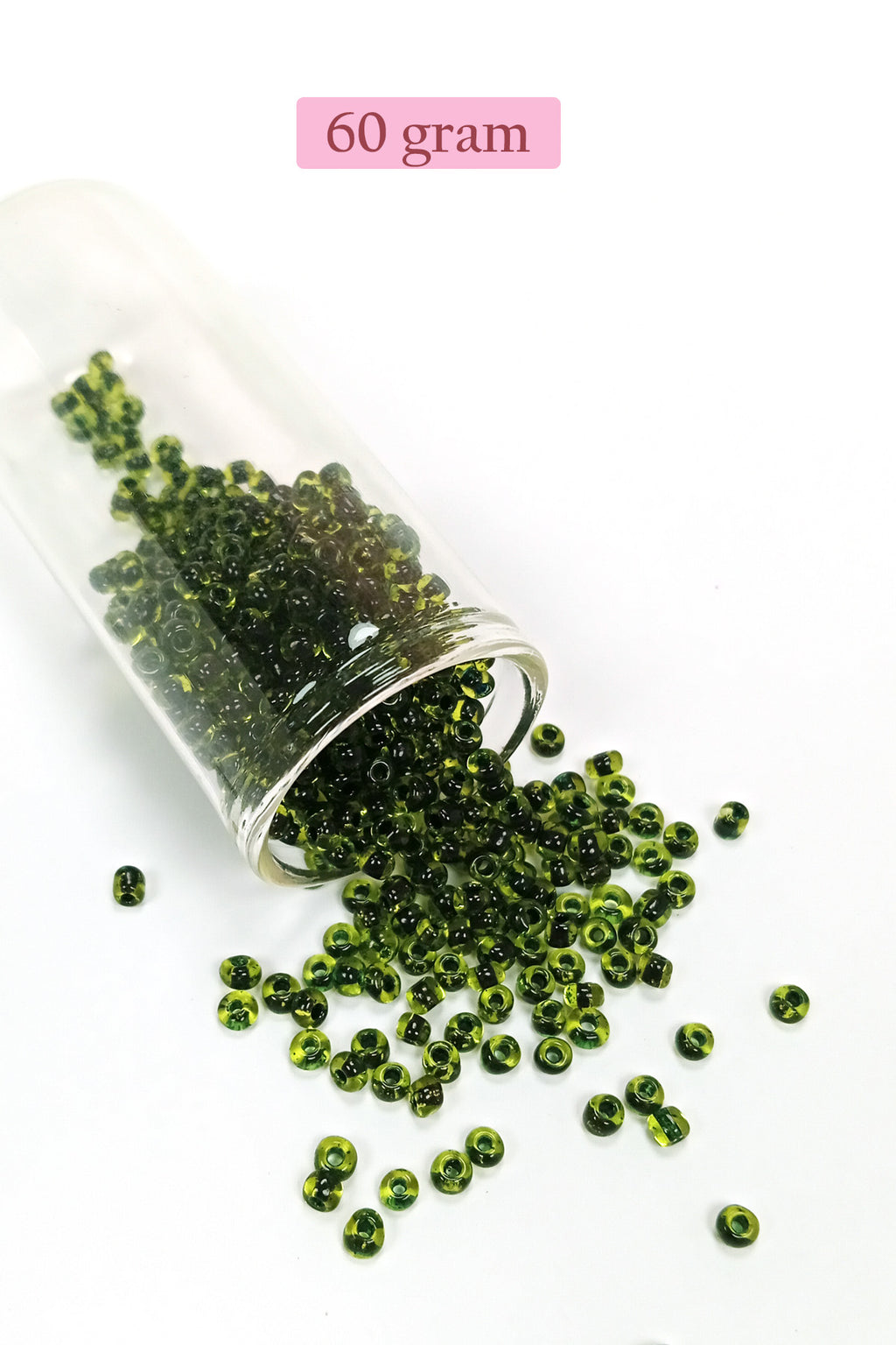 Dökme Cam Kum Boncuk (8/0) 3 mm - 60 Gram - Şeffaf Yeşil Siyah - BNC220