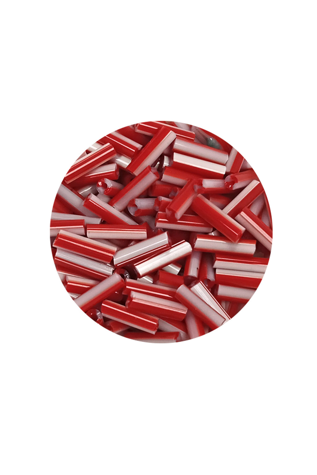 Uzun Boru Kesme Boncuk Çap 2mm Uzunluk 10 mm - 20 Gram - Kırmızı Beyaz - BNC239