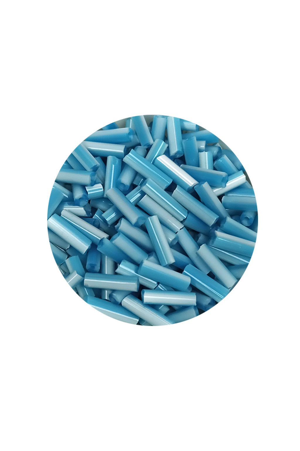 Uzun Boru Kesme Boncuk Çap 2mm Uzunluk 10 mm - 20 Gram - Açık Mavi Beyaz - BNC240