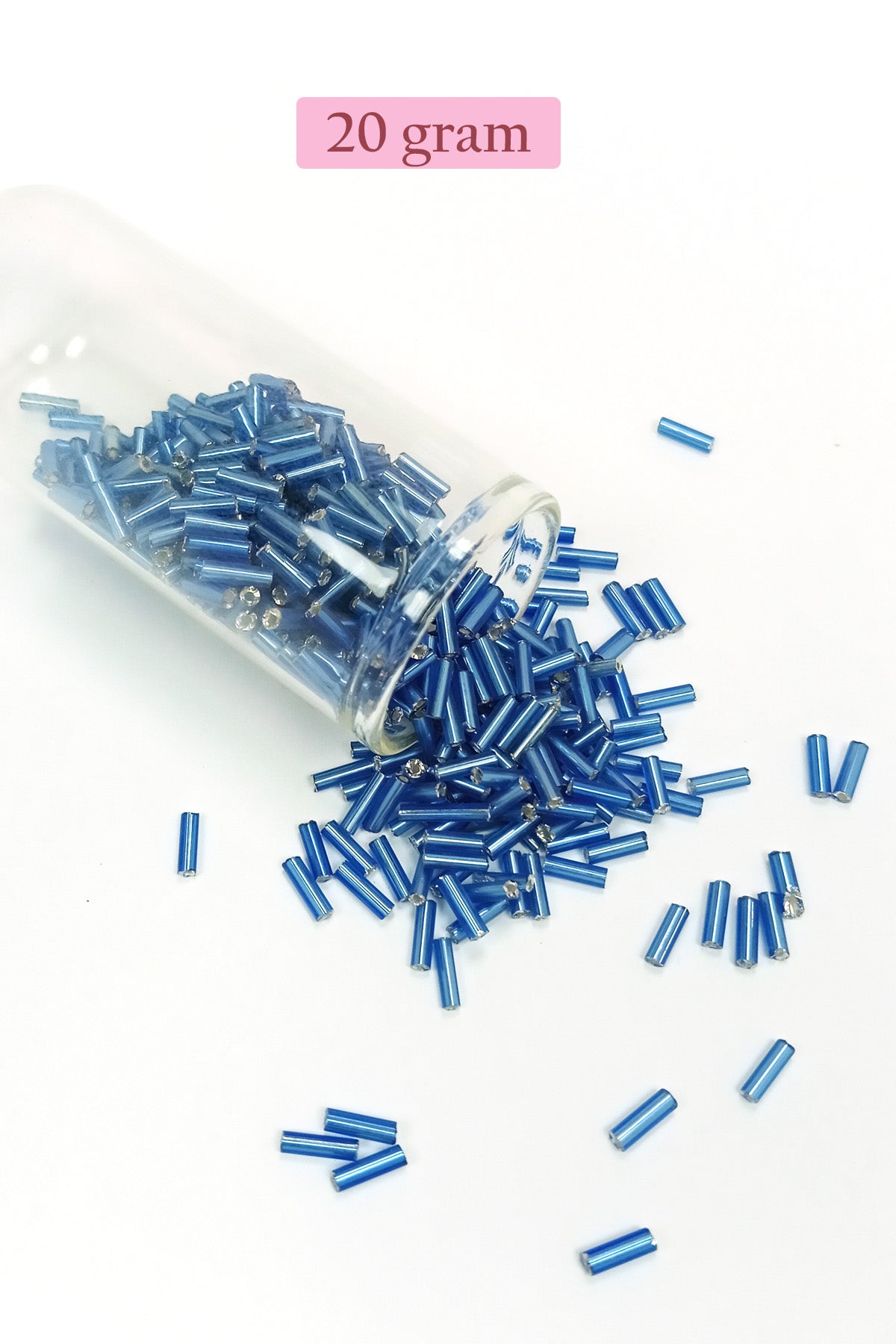 Uzun Boru Kesme Boncuk Çap 2mm Uzunluk 10 mm - 20 Gram - Mavi - BNC242