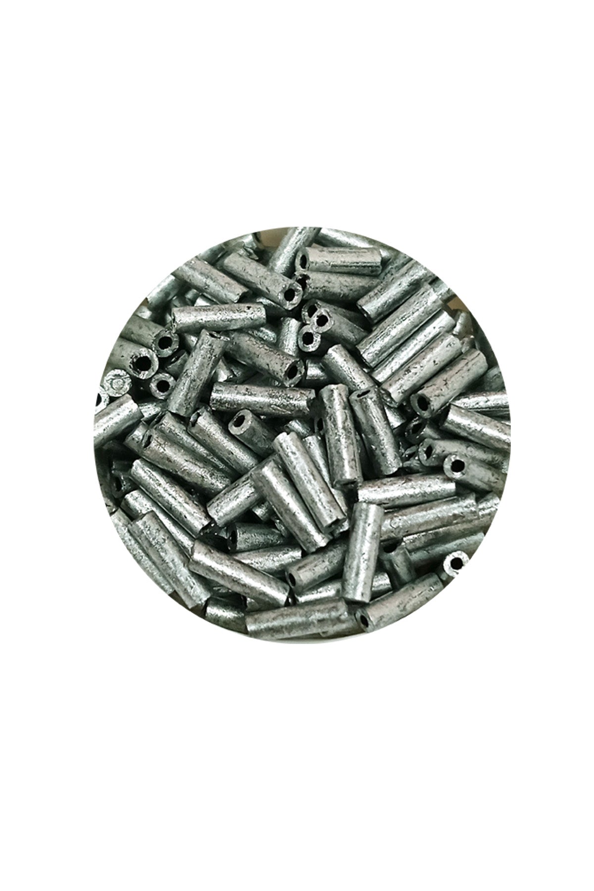 Uzun Boru Kesme Boncuk Çap 2mm Uzunluk 10 mm - 20 Gram - Desenli Gümüş - BNC244
