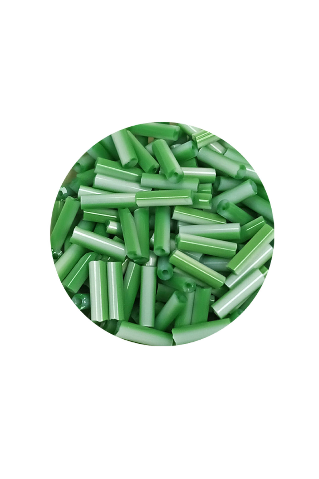 Uzun Boru Kesme Boncuk Çap 2mm Uzunluk 10 mm - 20 Gram - Yeşil Beyaz - BNC247