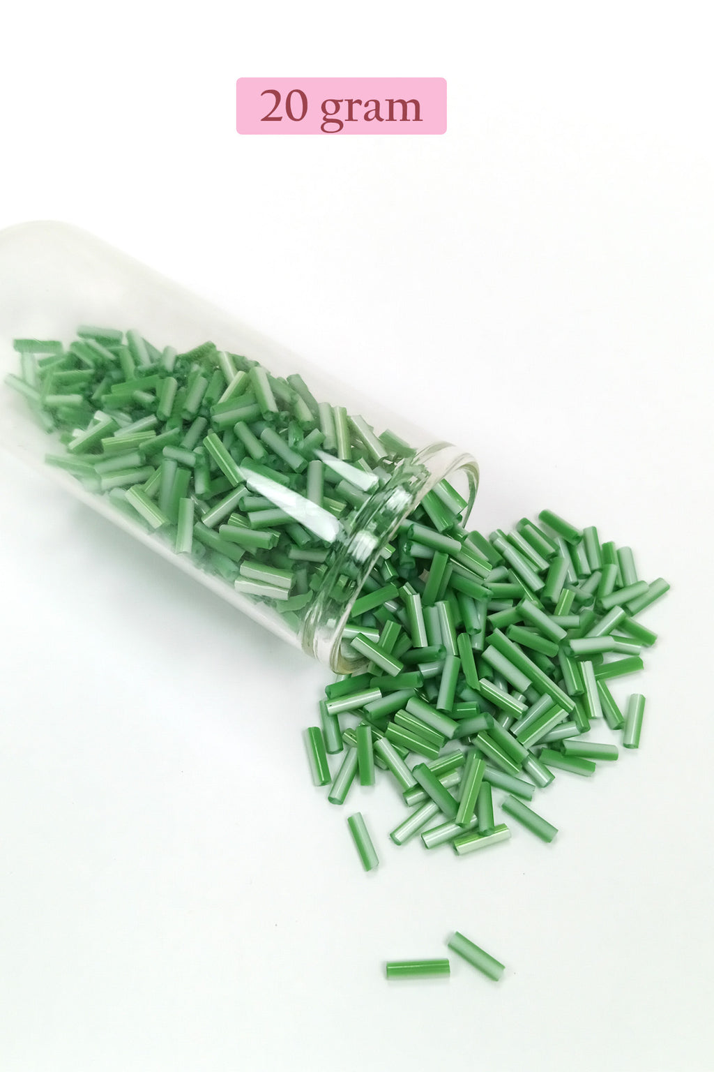 Uzun Boru Kesme Boncuk Çap 2mm Uzunluk 10 mm - 20 Gram - Yeşil Beyaz - BNC247