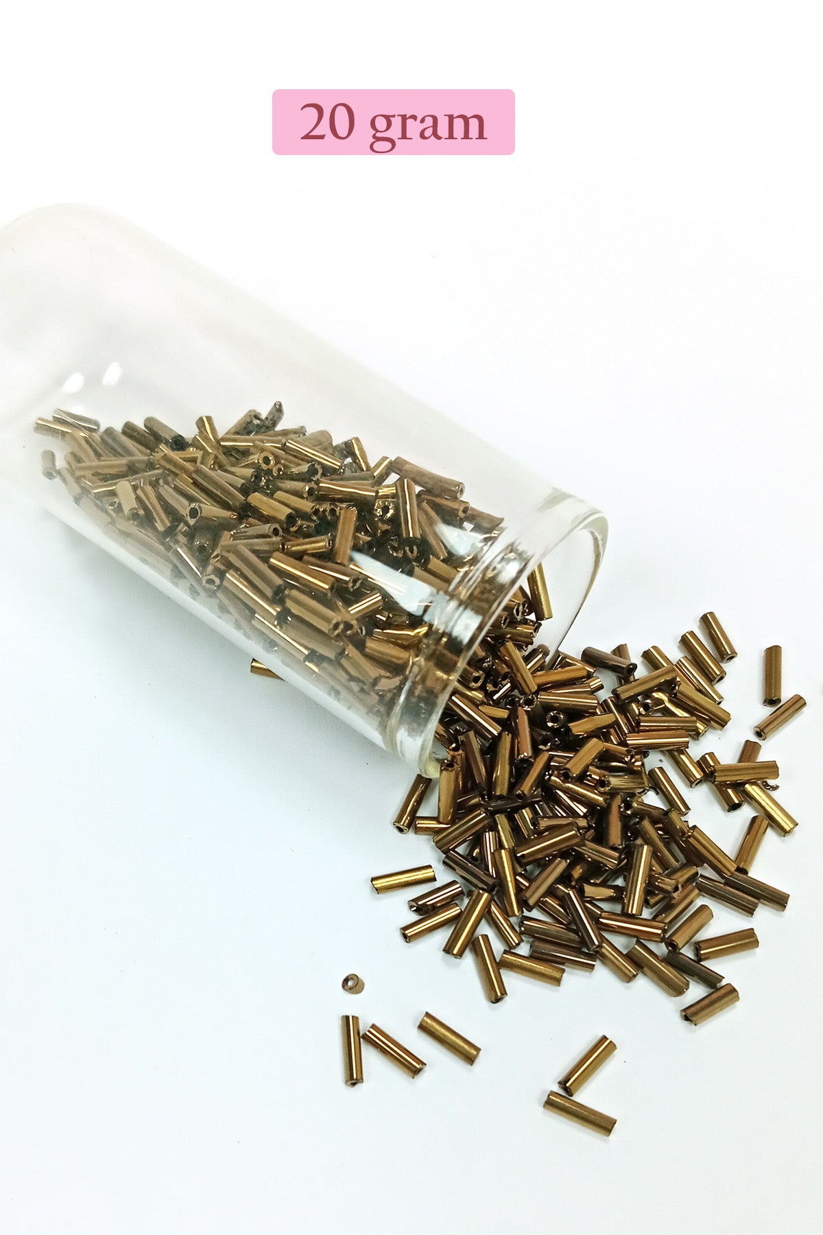 Uzun Boru Kesme Boncuk Çap 2mm Uzunluk 10 mm - 20 Gram - Parlak Gold - BNC249