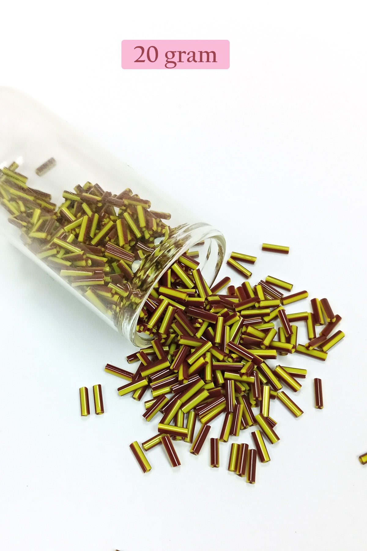 Uzun Boru Kesme Boncuk Çap 2mm Uzunluk 10 mm - 20 Gram - Koyu Kırmızı Sarı - BNC258