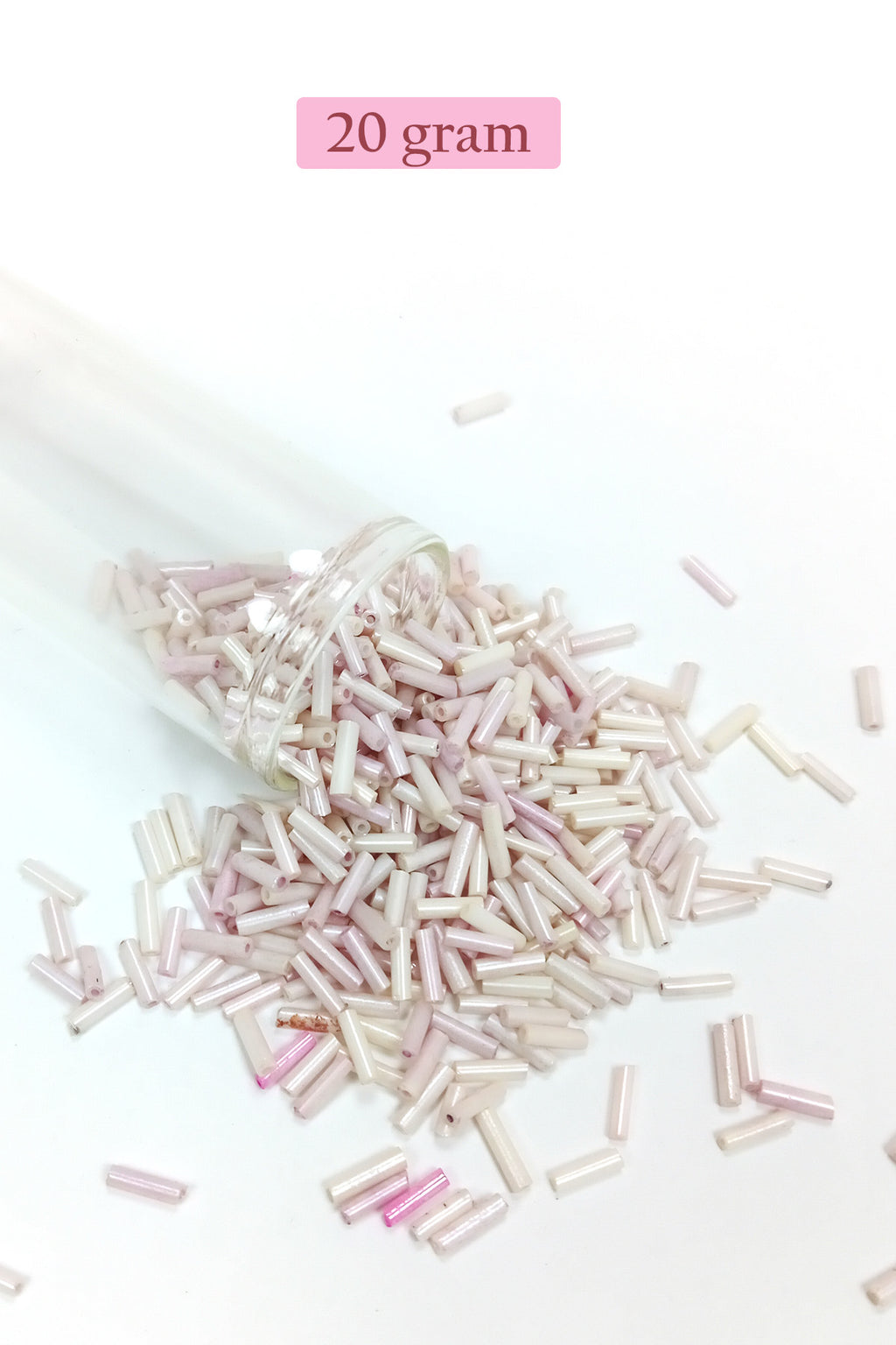 Uzun Boru Kesme Boncuk Çap 2mm Uzunluk 10 mm - 20 Gram - Mat Beyaz - BNC263