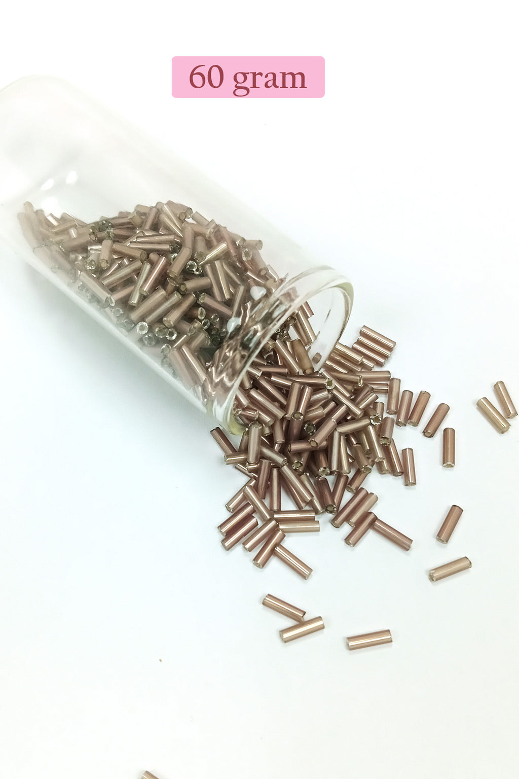 Uzun Boru Kesme Boncuk Çap 2mm Uzunluk 10 mm - 60 Gram - Koyu Bej - BNC264