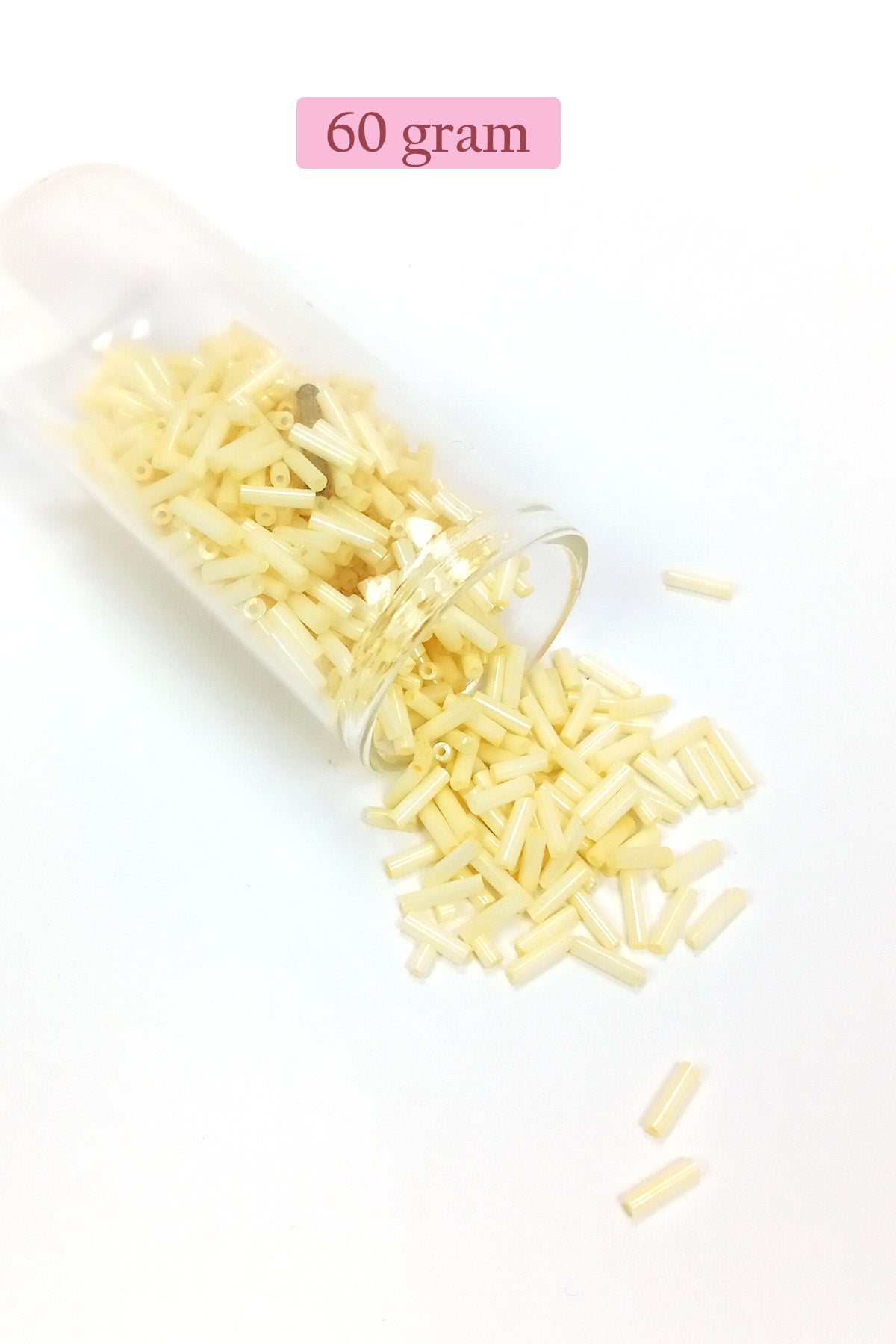 Uzun Boru Kesme Boncuk Çap 2mm Uzunluk 10 mm - 60 Gram - Krem - BNC273