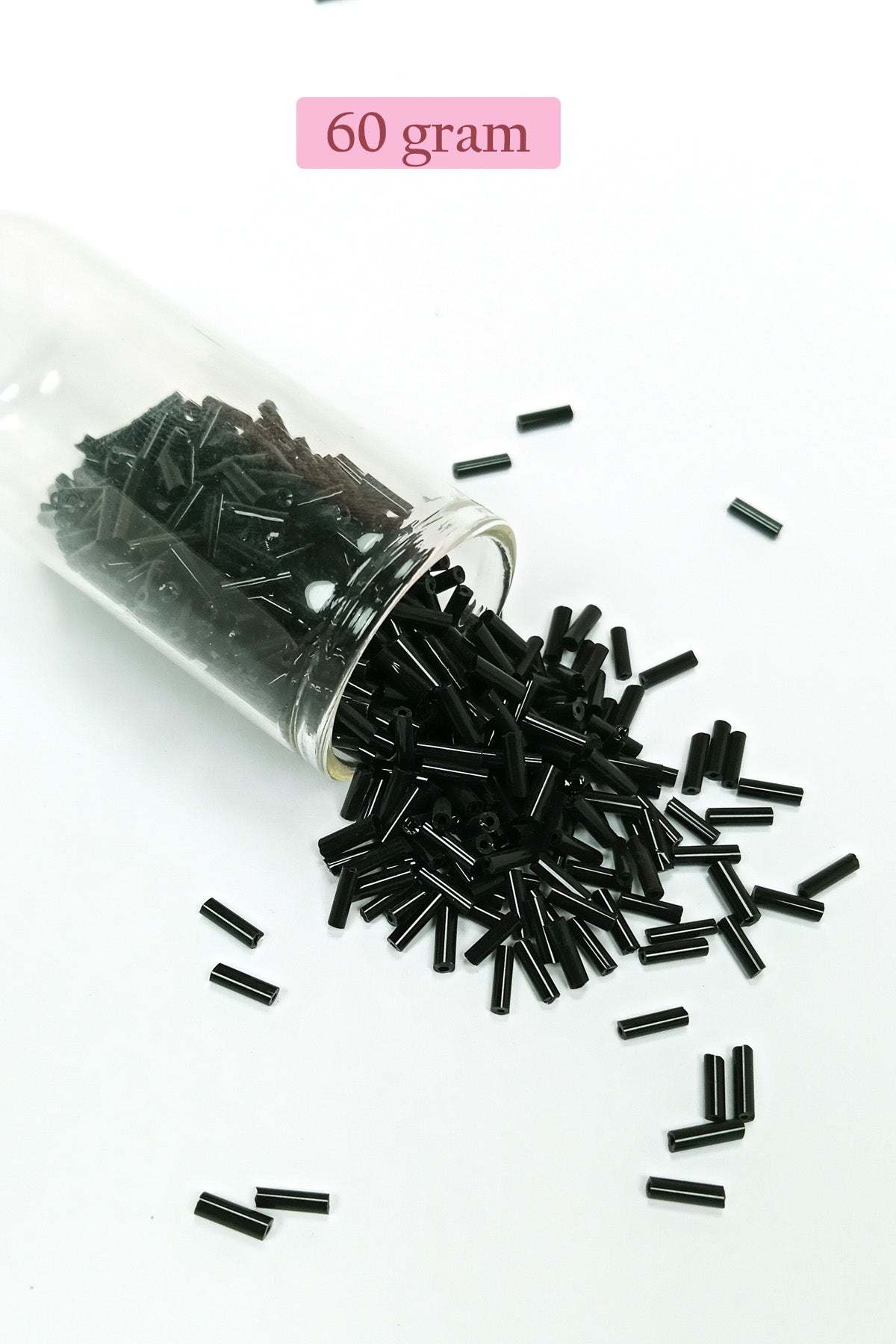 Uzun Boru Kesme Boncuk Çap 2mm Uzunluk 10 mm - 60 Gram - Siyah - BNC280