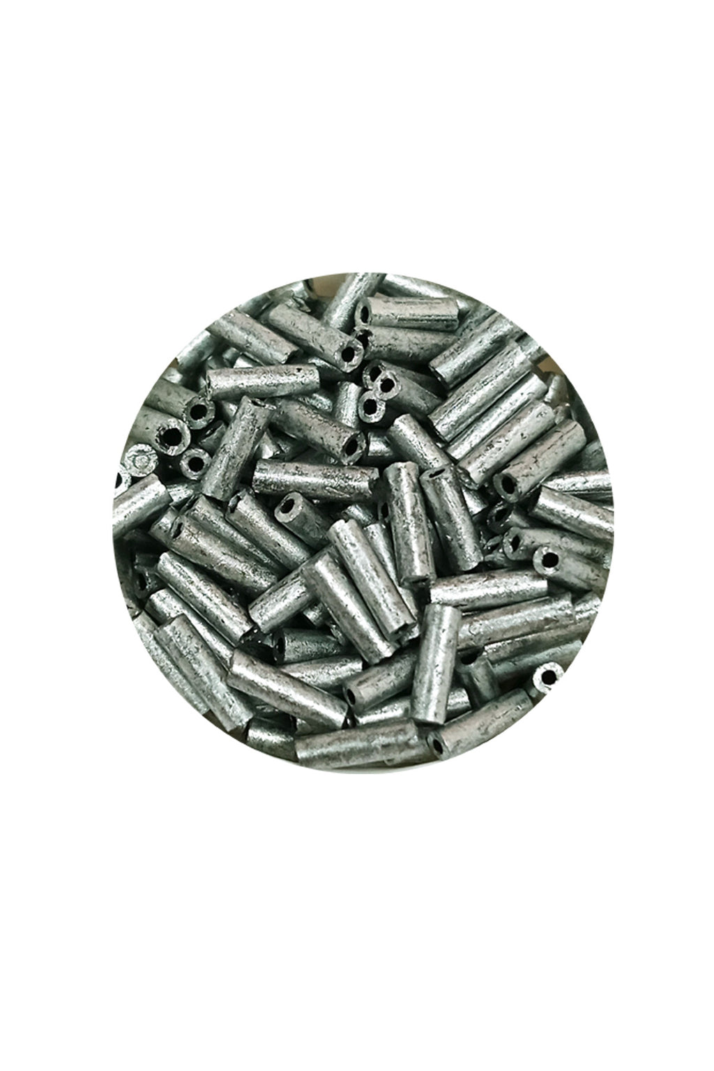 Uzun Boru Kesme Boncuk Çap 2mm Uzunluk 10 mm - 60 Gram - Desenli Gümüş - BNC283