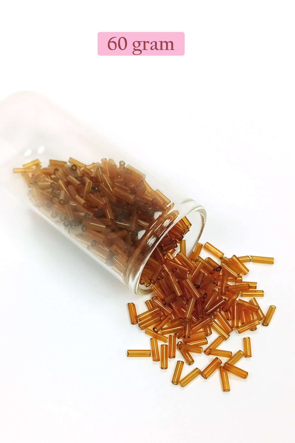 Uzun Boru Kesme Boncuk Çap 2mm Uzunluk 10 mm - 60 Gram - Şeffaf Gold - BNC293