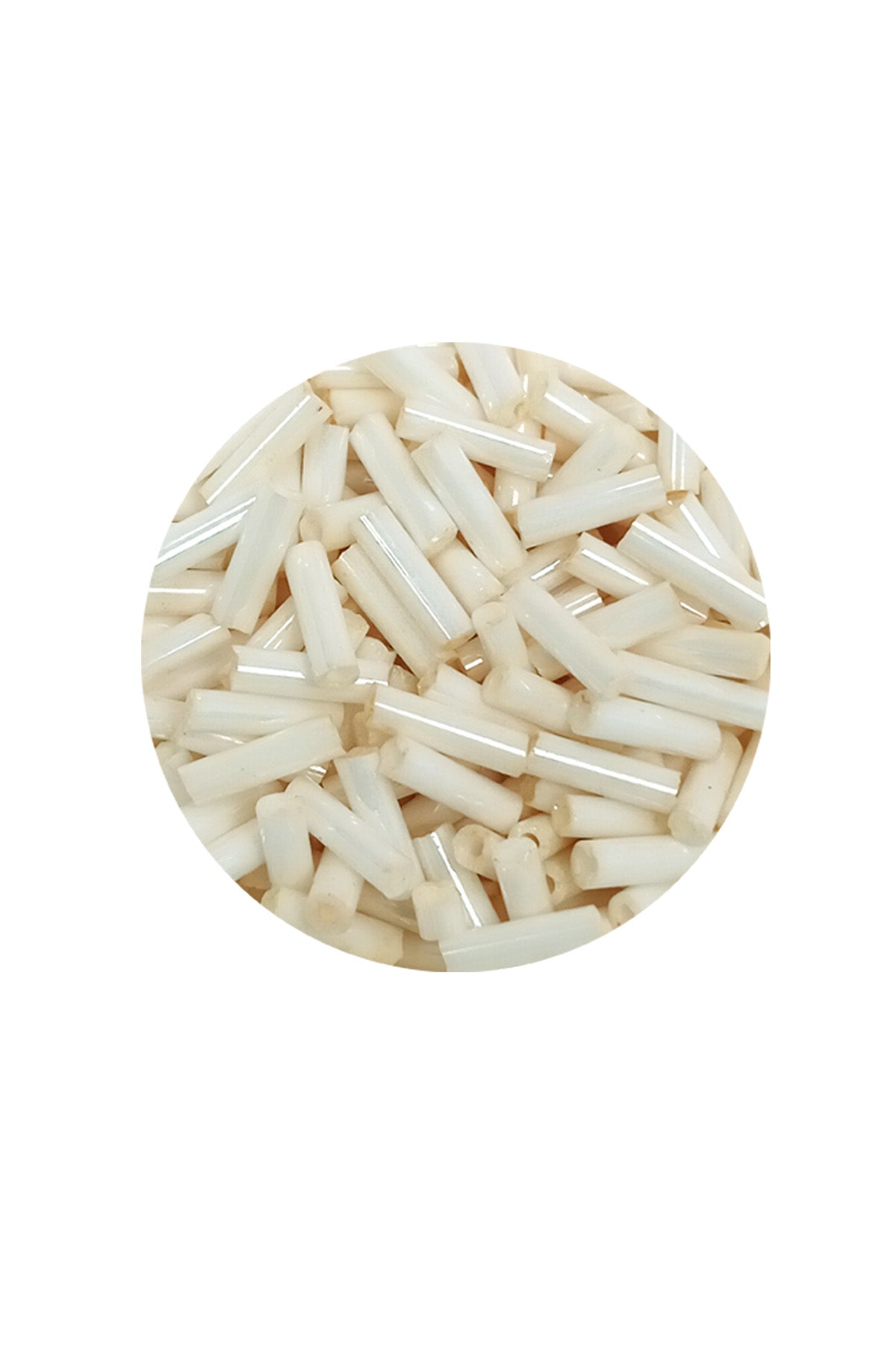 Uzun Boru Kesme Boncuk Çap 2mm Uzunluk 10 mm - 60 Gram - Açık Krem - BNC298