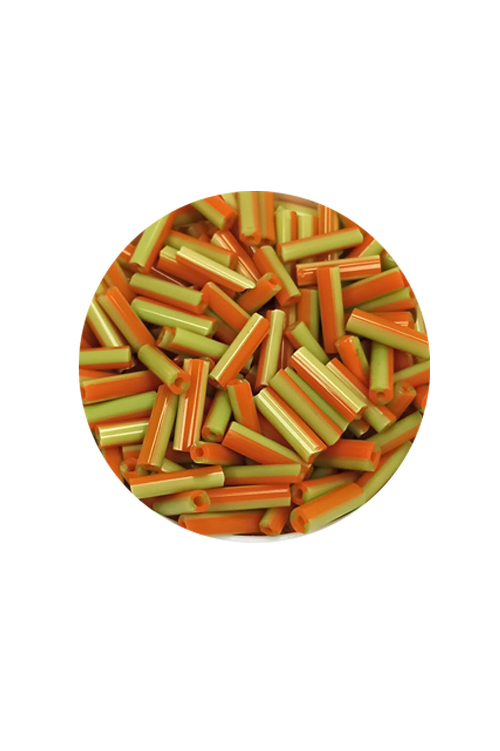 Uzun Boru Kesme Boncuk Çap 2mm Uzunluk 10 mm - 60 Gram - Yeşil Turuncu - BNC300