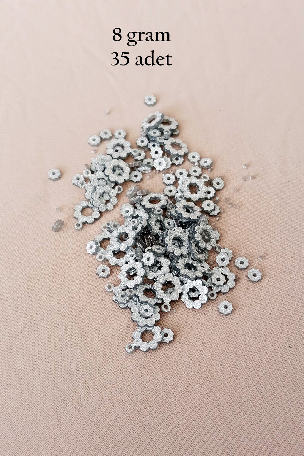 Oya Abiye Bileklik Kolye Pleksi Metalik Plastik Pul Gümüş Renk 8 gram 35 adet - BNC501