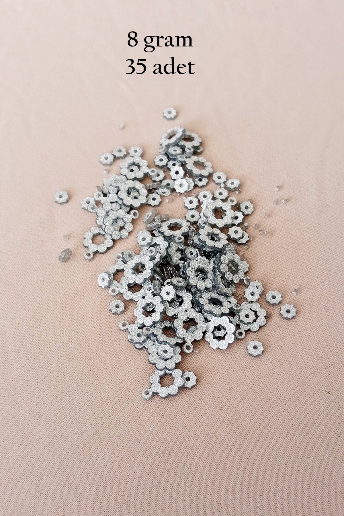 Oya Abiye Bileklik Kolye Pleksi Metalik Plastik Pul Gümüş Renk 8 gram 35 adet - BNC501