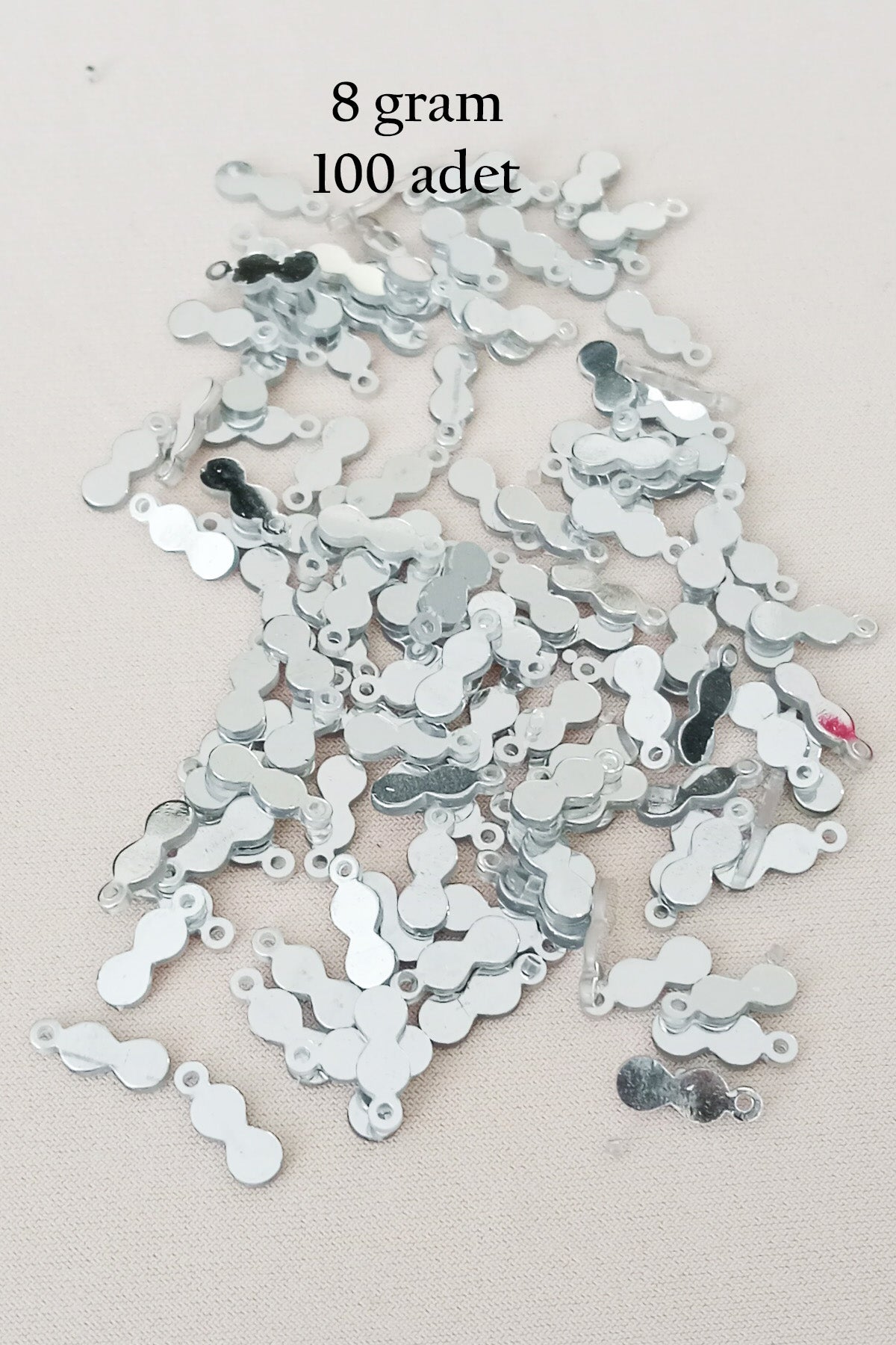 Oya Abiye Bileklik Kolye Pleksi Metalik Plastik Pul Gümüş Renk 8 gram 100 adet - BNC508