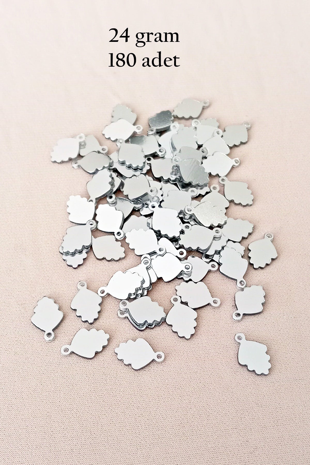 Oya Abiye Bileklik Kolye Pleksi Metalik Plastik Pul Gümüş Renk 24 gram 180 adet - BNC564