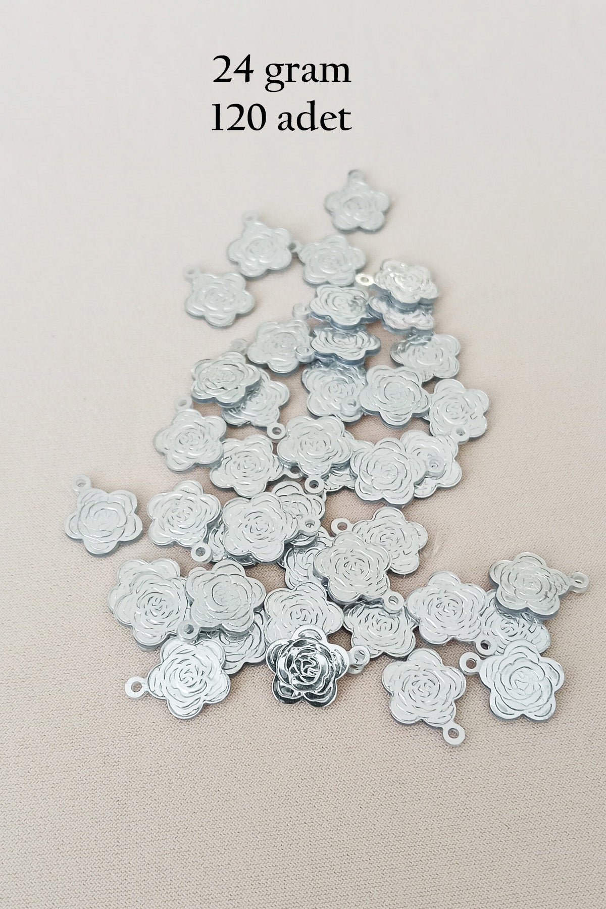 Oya Abiye Bileklik Kolye Pleksi Metalik Plastik Pul Gümüş Renk 24 gram 120 adet - BNC584