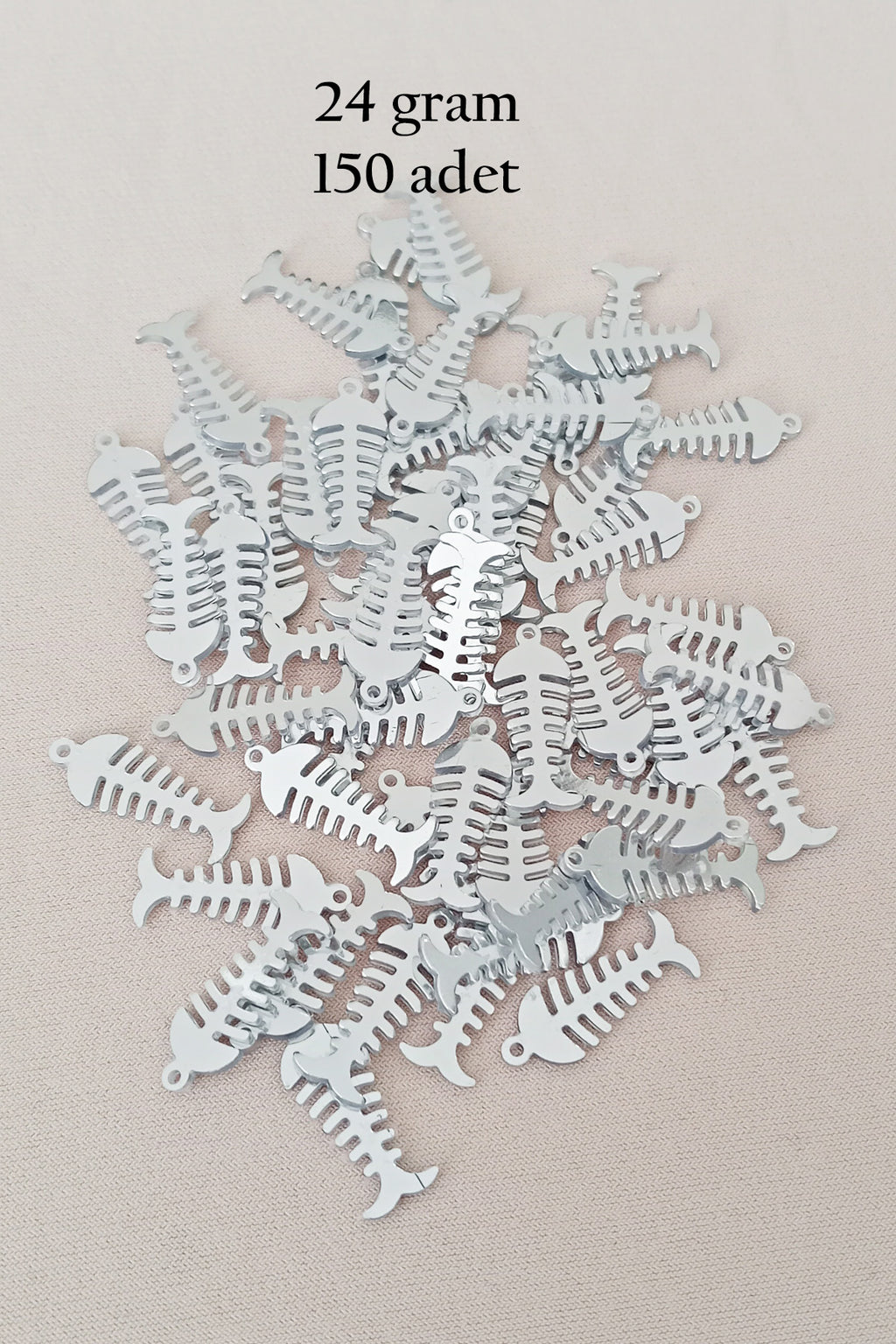 Oya Abiye Bileklik Kolye Pleksi Metalik Plastik Pul Gümüş Renk 24 gram 150 adet - BNC589