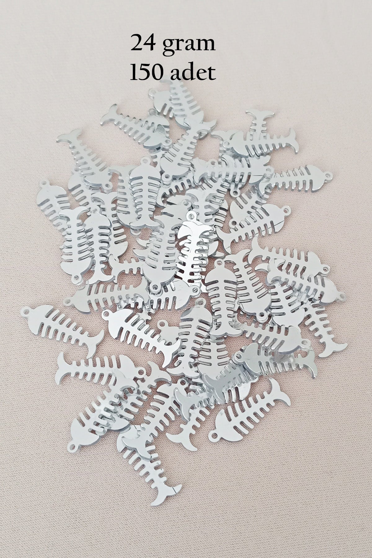 Oya Abiye Bileklik Kolye Pleksi Metalik Plastik Pul Gümüş Renk 24 gram 150 adet - BNC589