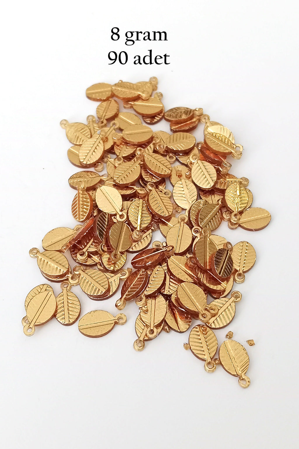 Oya Abiye Bileklik Kolye Pleksi Metalik Plastik Pul Altın Renk 8 gram 90 adet - BNC478