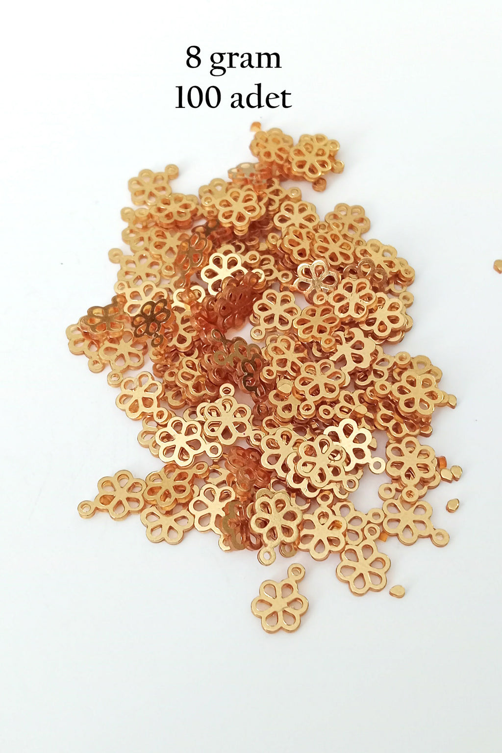 Oya Abiye Bileklik Kolye Pleksi Metalik Plastik Pul Altın Renk 8 gram 100 adet - BNC479