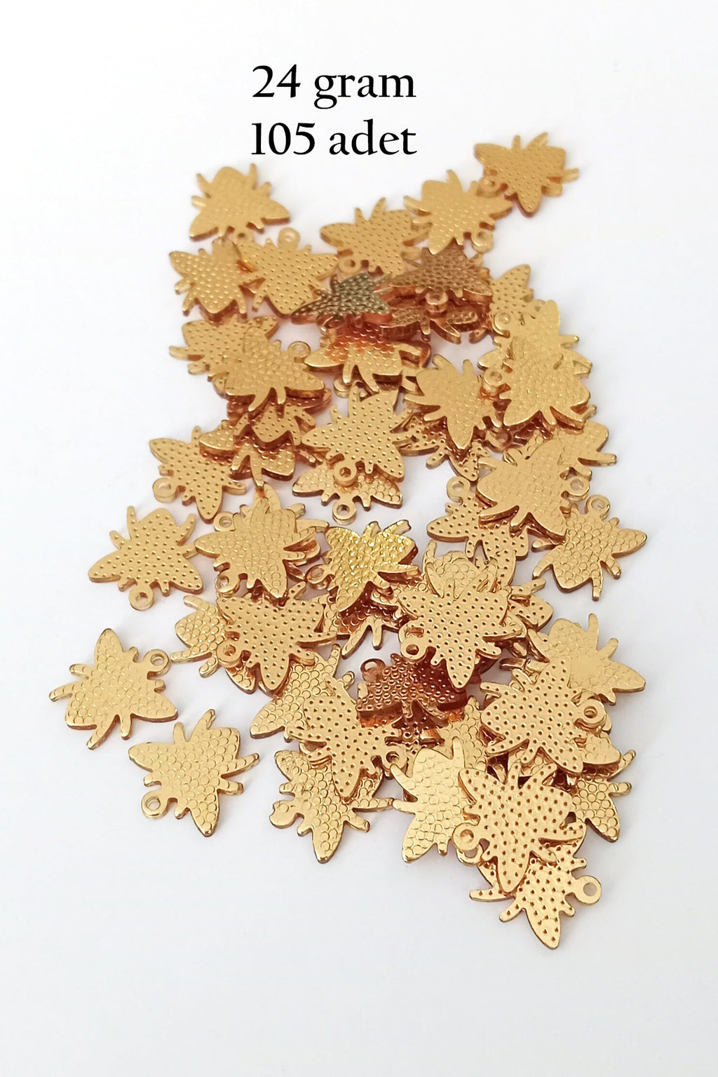 Oya Abiye Bileklik Kolye Pleksi Metalik Plastik Pul Altın Renk 24 gram 105 adet - BNC541
