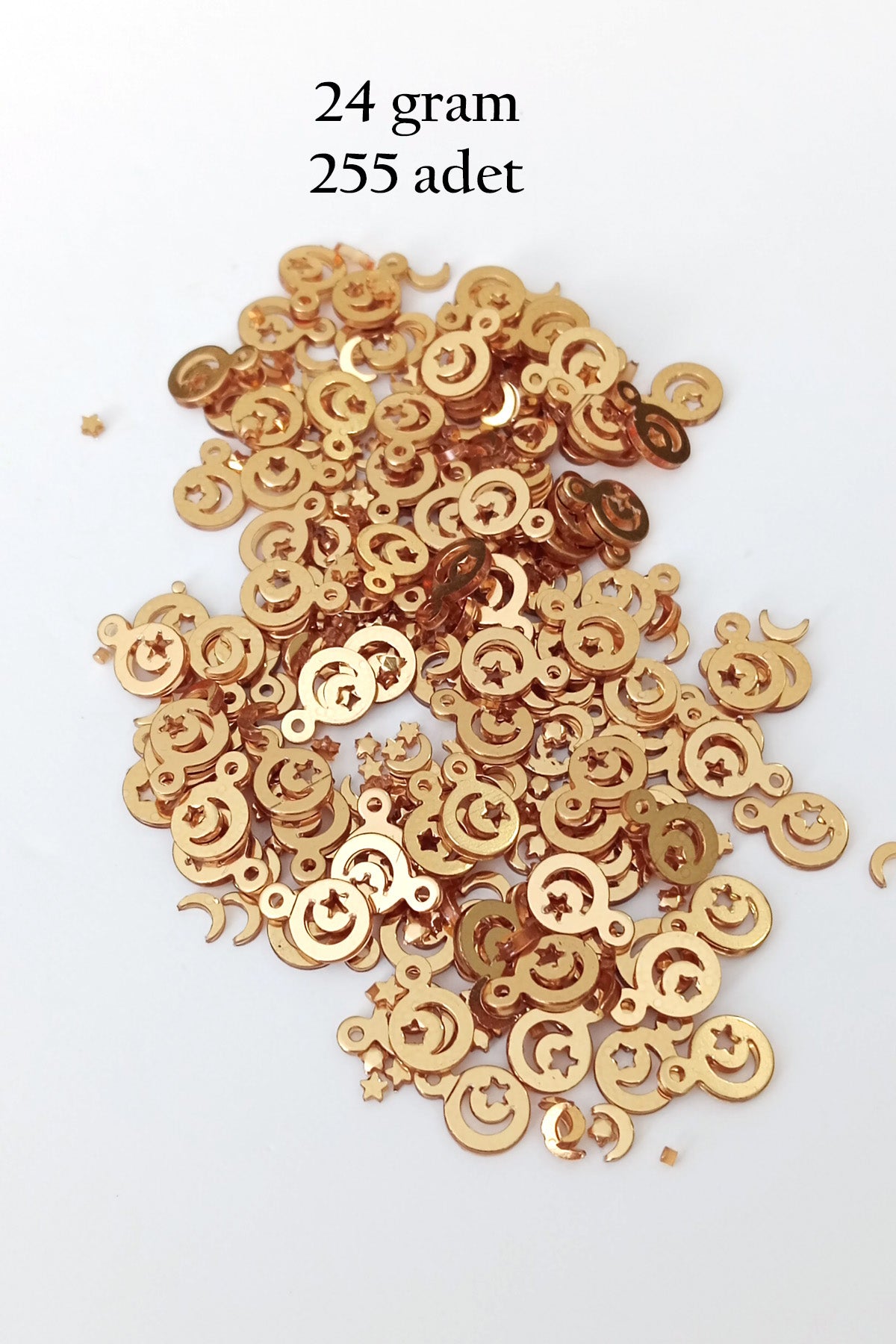 Oya Abiye Bileklik Kolye Pleksi Metalik Plastik Pul Altın Renk 24 gram 255 adet - BNC543