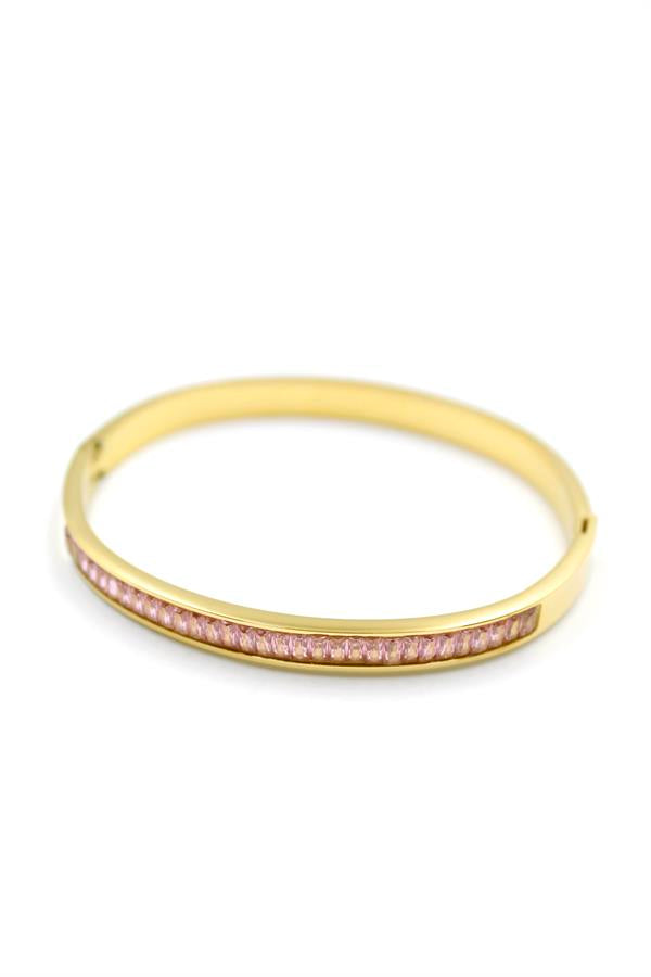 Baget Taşlı Bilezik - Pembe