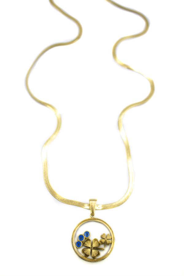 Yoncalı Fanus İtalyan Kolye - Altın