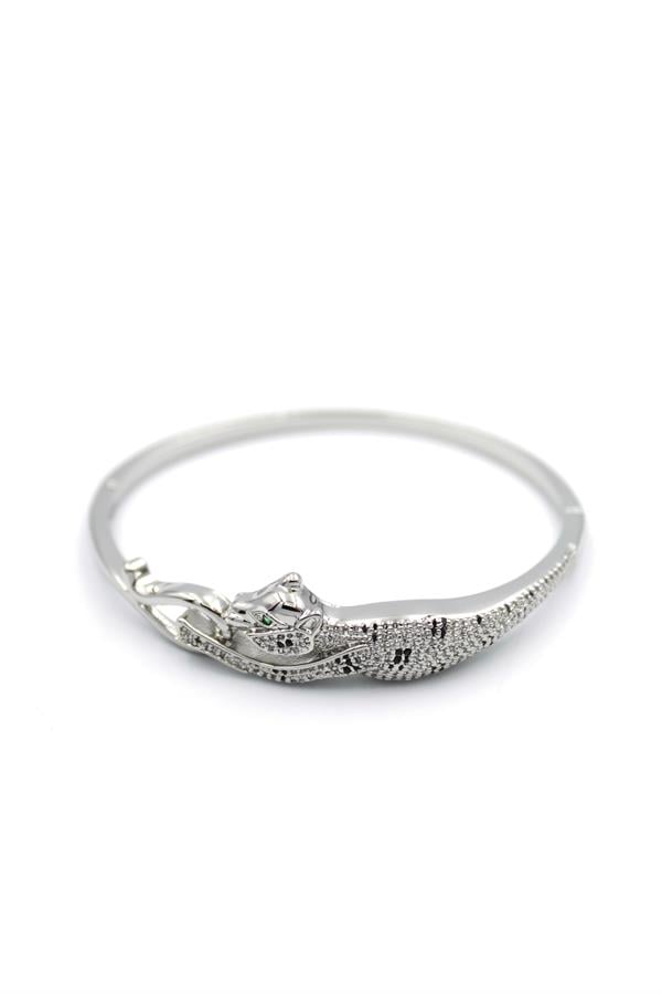 Zirkon Leopar Bilezik - Gümüş