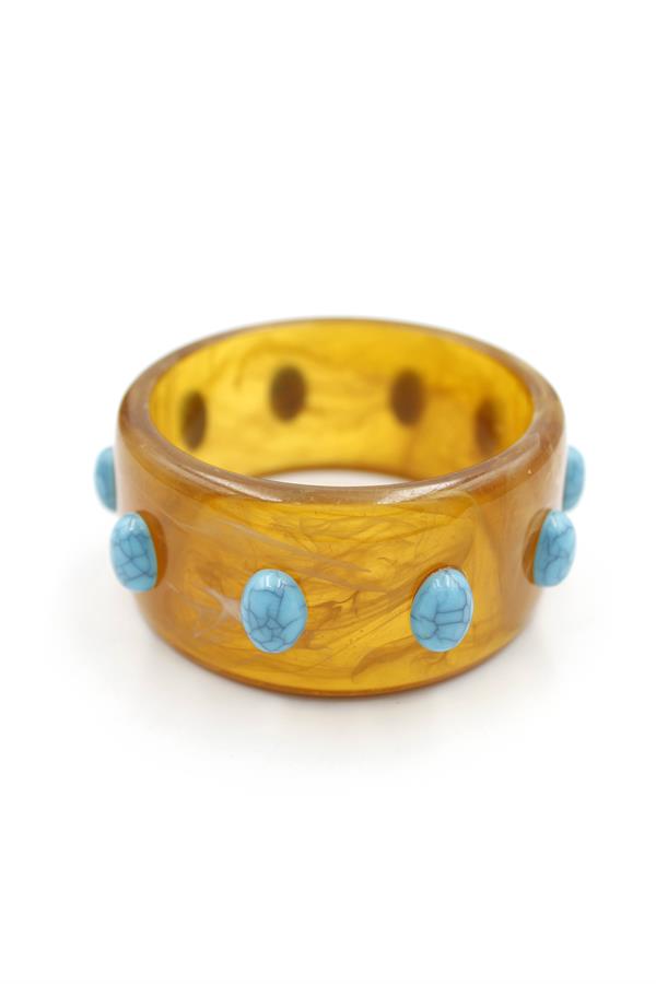 Turkuaz Taşlı Bilezik - Kahverengi