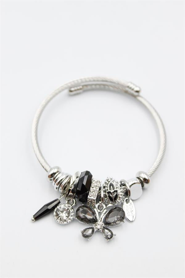 Kelebek Charm Bilezik - Siyah