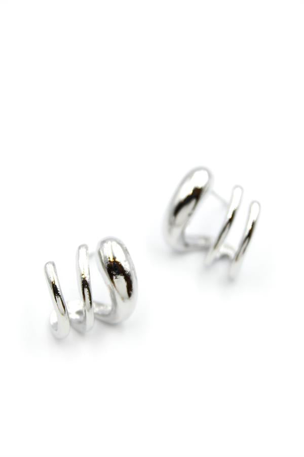 3'lü Görünümlü Küpe - Gümüş