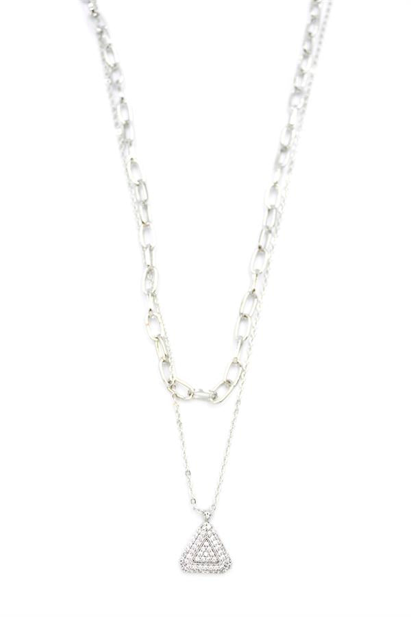 Çoklu Üçgen Kolye - Gümüş