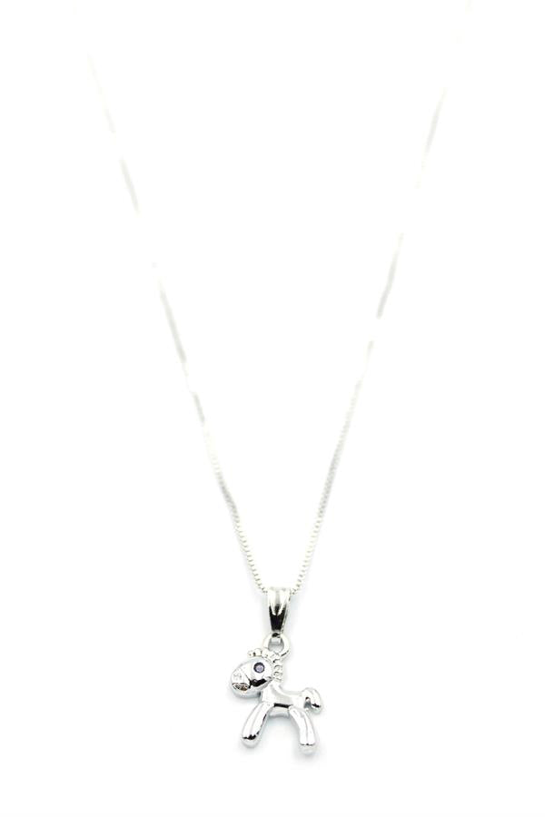 Peluş At Figürü Kolye - Gümüş