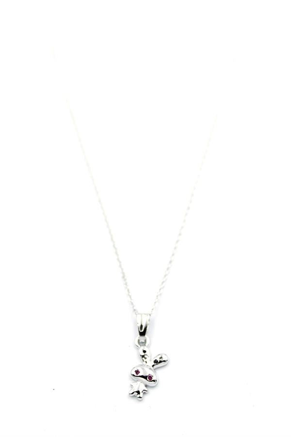 Peluş Tavşan Figürü Kolye - Gümüş