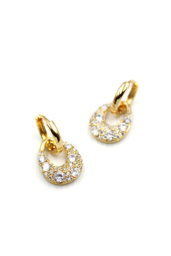 Taşlı Küpe - Altın