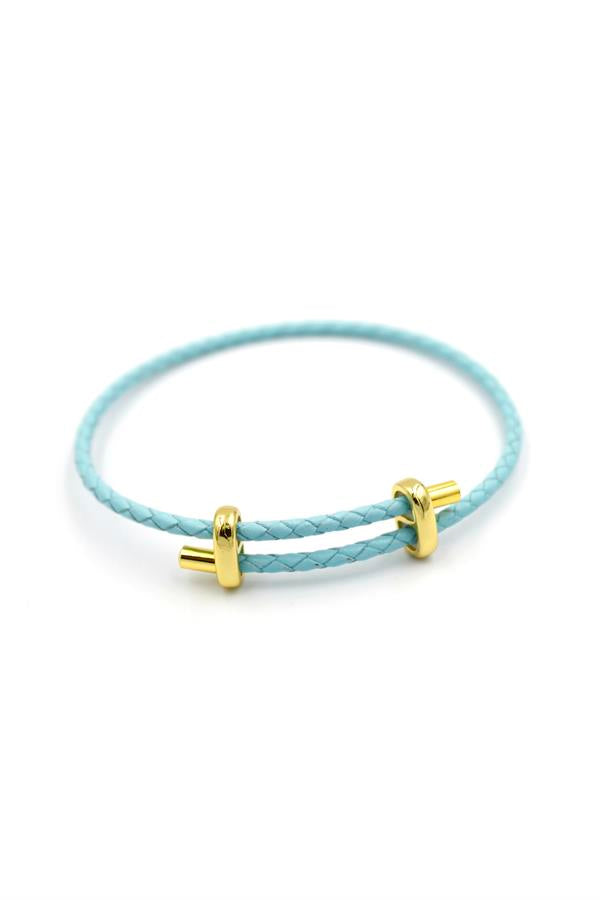 Deri Hasır Bileklik - Turkuaz
