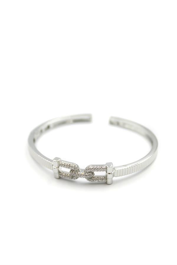 Taşlı Vip Bilezik - Gümüş