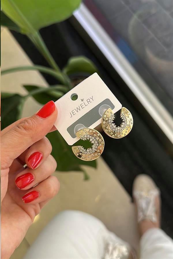 Taşlı Küpe - Altın