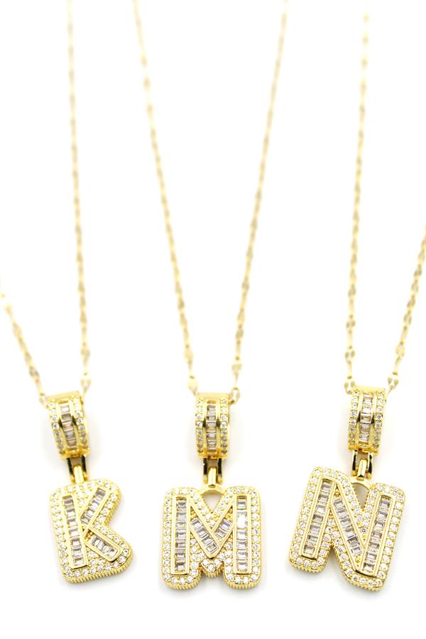 24'lü Taşlı  Harf Kolye - Altın