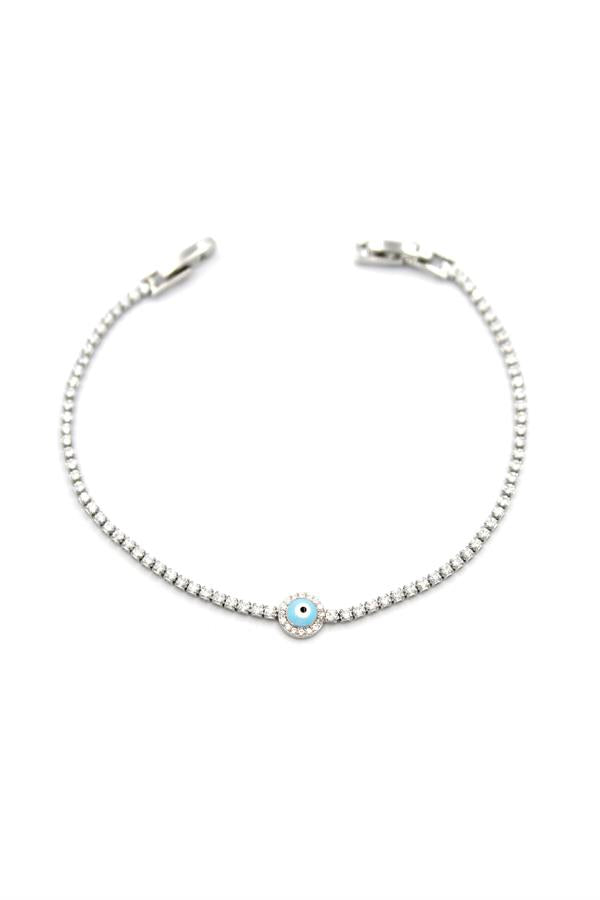 Mineli Göz Taşlı Bileklik - Gümüş