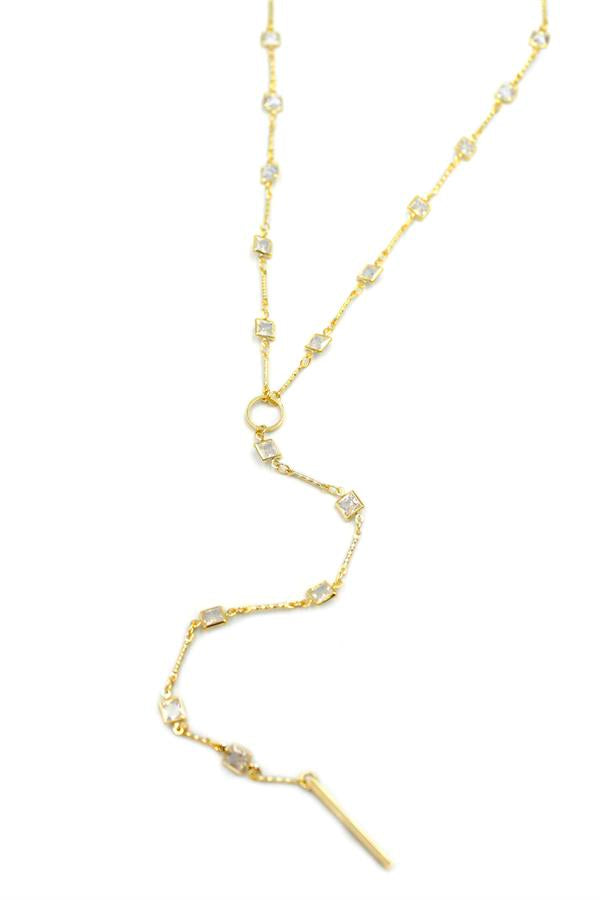 Taşlı Y Kolye - Altın
